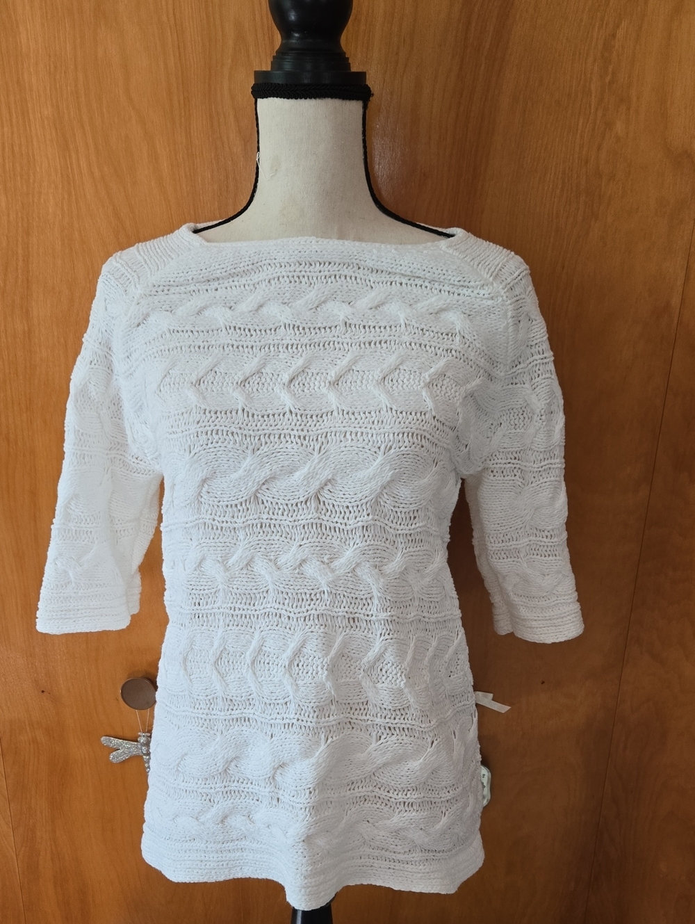 Talbots White Cable Knit Sweater